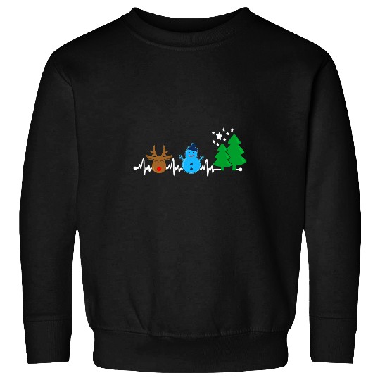 Reindeer Snowman Christmas Tree Heartbeat EKG nurses Doctor Sweatshirts