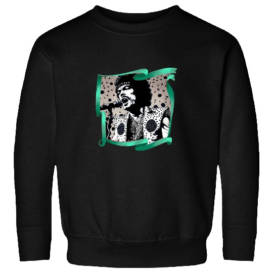 Black and white singer on microphone 70s Sweatshirts