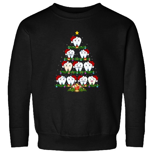 xmass Lights Teeth Doctor dentists Tooth Teeth Christmas Tree Sweatshirts