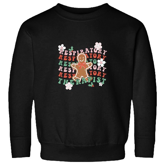 Retro Groovy Respiratory Therapist Gingerbread RT Christmas Sweatshirts