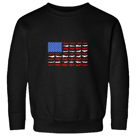 Pilot Airplane American Flag Plane Aviation Sweatshirts