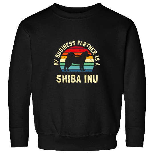 Funny Shiba Inu Dog Work From homes Small Business Partner Sweatshirts