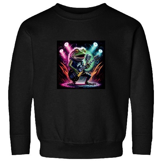Rock Star Frog Singer Electric Guitar Stage Vibrant Lights 1 Sweatshirts