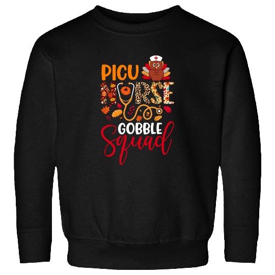 PICU nurses Gobble Squad Thanksgiving Leopard Matching Family Sweatshirts
