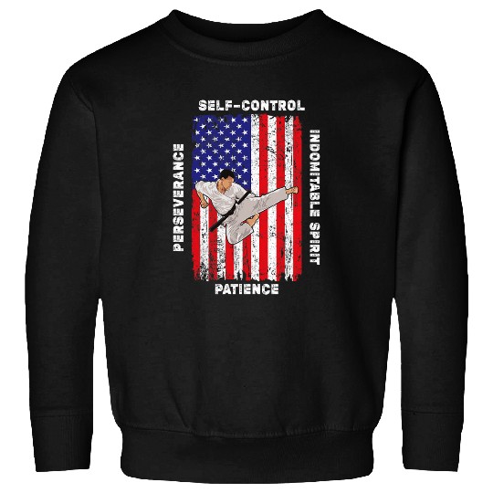 Karate Martial Arts American Flag Gifts for Men Boy Kids Sweatshirts