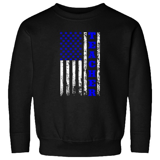 Teacher Distressed vintages US USA American Flag Sweatshirts