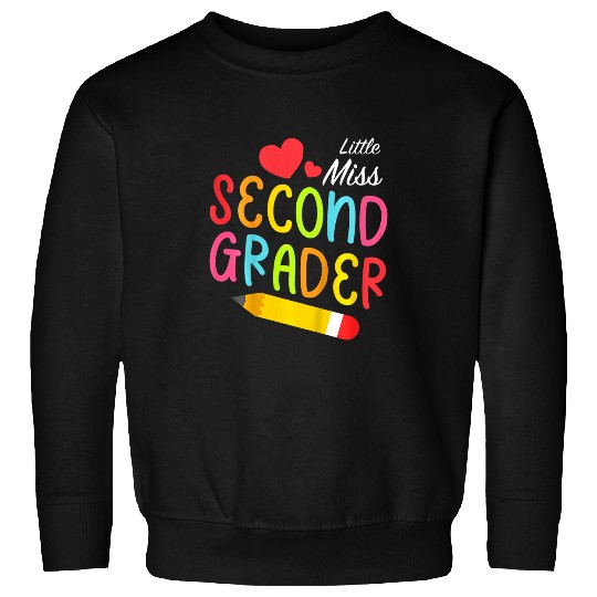 Kids Little Miss Second Grader Cute Level Up 2nd Grade Girl Sweatshirts
