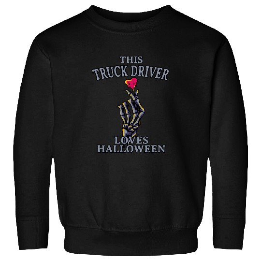 This Truck Driver Loves Halloween Trucker Scary Truckie 3 Sweatshirts
