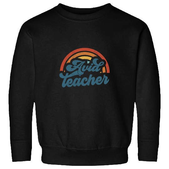 Avid Teacher Groovy Rainbow Appreciation Day Back To School Sweatshirts