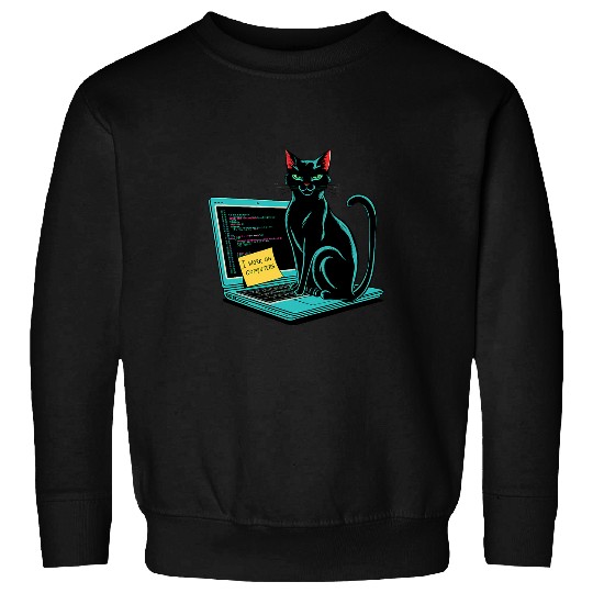 Cat I Work On Computers Coding Geek Design Sweatshirts