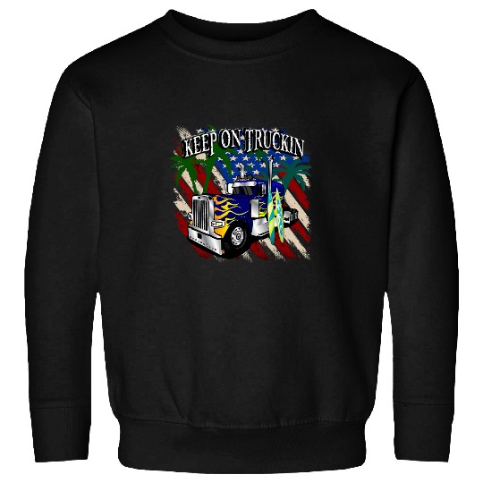 Keep on Truckin USA Flag goes Surfing Design Sweatshirts
