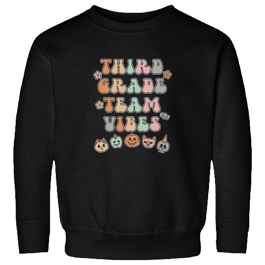 Third Grade Team Vibes Teacher Student Halloween Vintage Sweatshirts