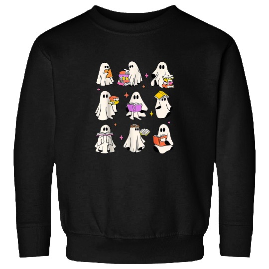 Retro Teacher Halloween ghosts Read More Books Teacher Sweatshirts