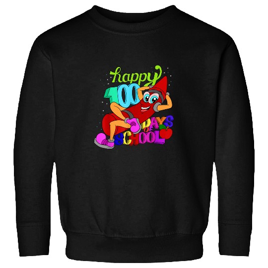 Teacher Student Girls Boys Gift Happy 100 Days Of School Sweatshirts