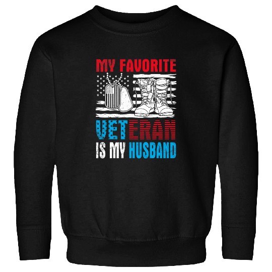 Happy July 4 Independence My Favorite Veteran Is My Husband Sweatshirts