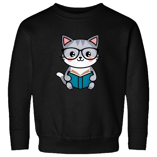 Kawaii Cats Book Lover Cat Sweatshirts