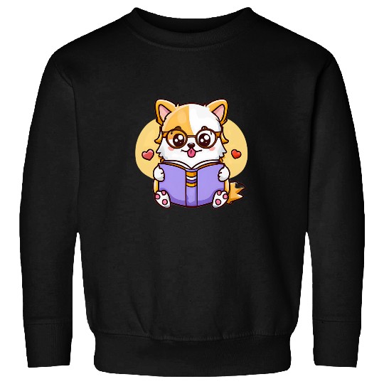 Kawaii Dogs Book Lover Dog Sweatshirts
