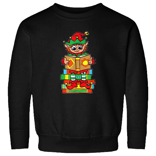 Elf Reading Book Lover Christmas Pajama Bookworms Reader Sweatshirts