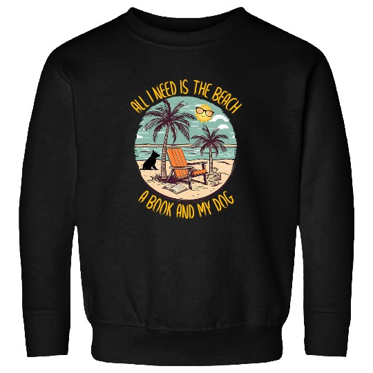 Beach Book Summer Reading Dog Tropical Ocean Bookworm Sunset Sweatshirts
