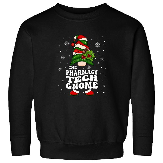 Pharmacy Tech Gnome Groovy Pharmacist Christmas Pajama Sweatshirts