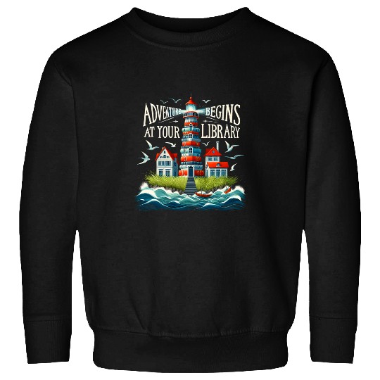 Adventure Begins At Your Library Book Lover Camping Books Sweatshirts