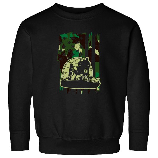 Camouflage American Flag Airboat Jet Fan Boat Camo Air Boat Sweatshirts