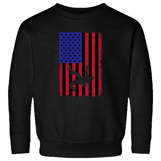 Cool Wrestling For Men Women Judo Wrestler USA American Flag Sweatshirts