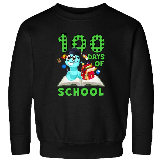100 Days Of School With Funny Worm Glasses Book Sweatshirts