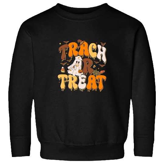 Trach Or Treat Cute ghosts Respiratory Therapist Halloween Sweatshirts