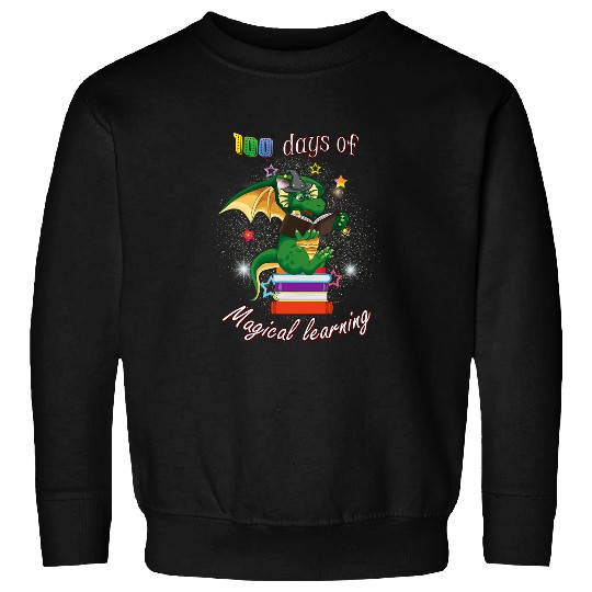 100 Days of School Magical Learning Book Dragon Teacher Gift Sweatshirts