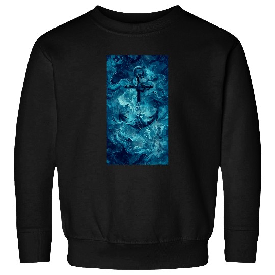 Abstract Nautical Blue Anchor Nautical Maritime 2 Sweatshirts
