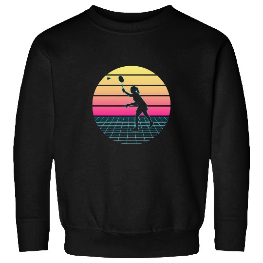 Badminton Retrowave Synthwave Design For A Badminton Player Sweatshirts