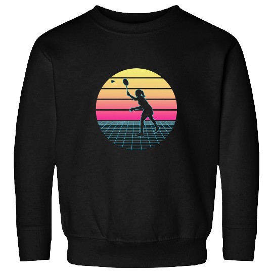 Badminton Retrowave Synthwave Design For A Badminton Player Sweatshirts