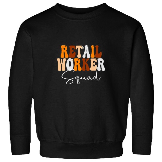 Retail Worker Squad Cute Women Groovy Fall Autumn Lovers 2 Sweatshirts