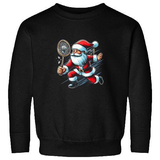 Santa Badminton Player Cool Sports Hobbies Christmas Pajama Sweatshirts