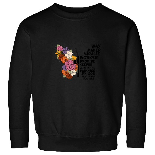 Funny Way Maker Miracle Worker Butterfly Religious Christian Sweatshirts