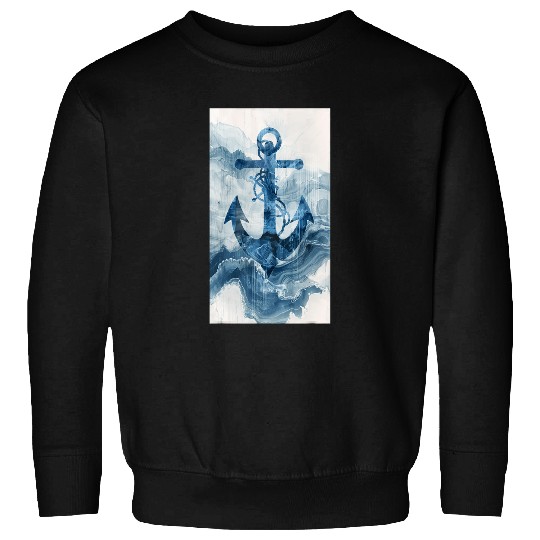 Abstract Nautical Blue Anchor Nautical Maritime Sweatshirts