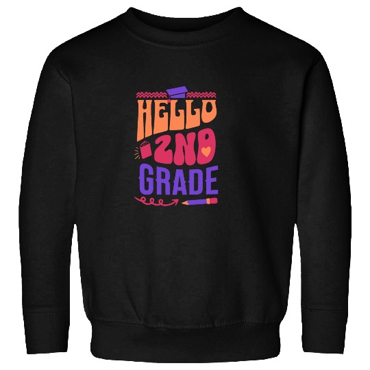 Hello Second Grade Team 2nd Grade Back to School Teacher Kid Sweatshirts
