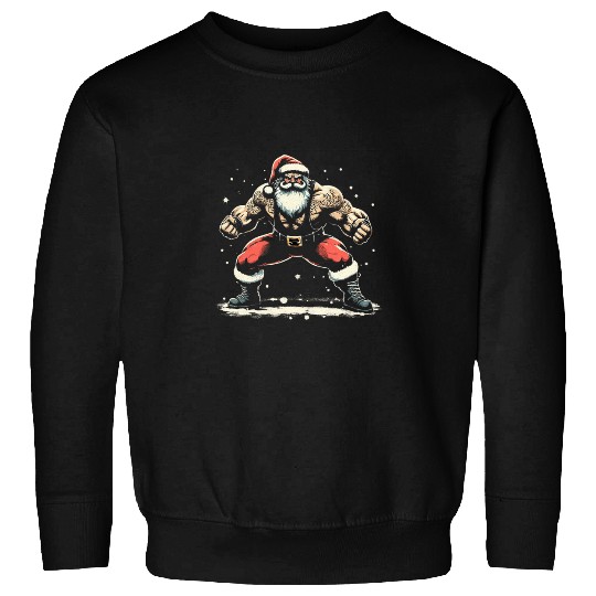 Santa Doing Wrestling Moves Funny Extreme Sports Christmas Sweatshirts