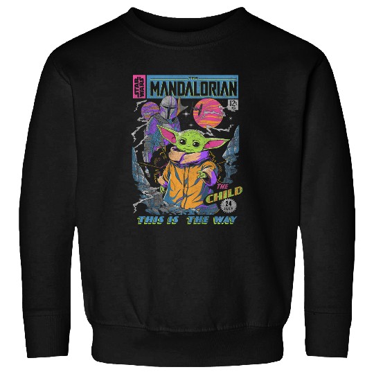 Kids Star warss The Mandalorian The Child Neon Retro Comic Book Sweatshirts