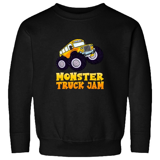 Monster Truck Jam School Bus Yellow Back To School Toddlers Sweatshirts