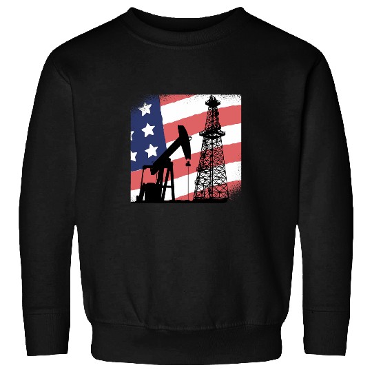 Oil Rig Oilfield US Flag Roughneck Sweatshirts