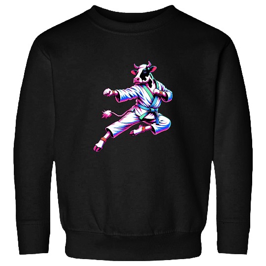 Cow Karate Kick Punch Cute Funny Cool Martial Arts Cow 1 Sweatshirts