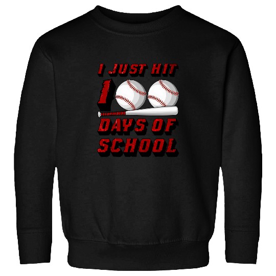 Boys Hitting 100th Day Of School Baseball 100 Days Of School Sweatshirts