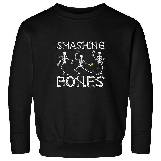 Halloween Pickleball Smashing Bones Skeletons Pickleball Sweatshirts