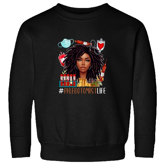Phlebotomist Costume Afro Woman Proud Black History Sweatshirts