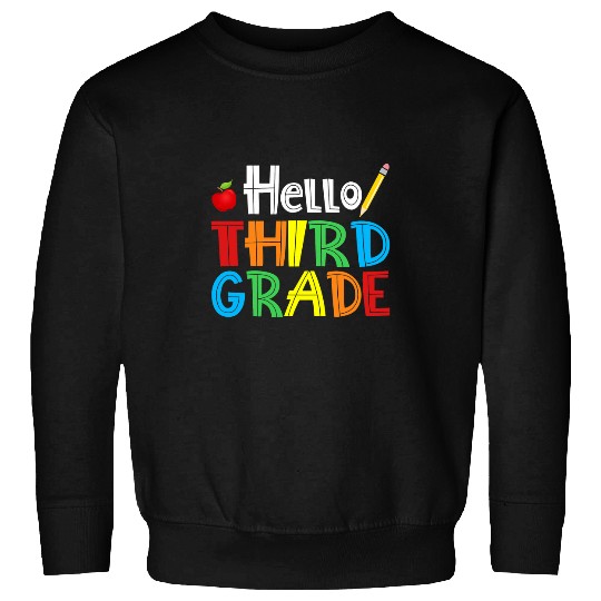 Hello Third Grade apple pencil Cute 3rd Grade Back To School Sweatshirts