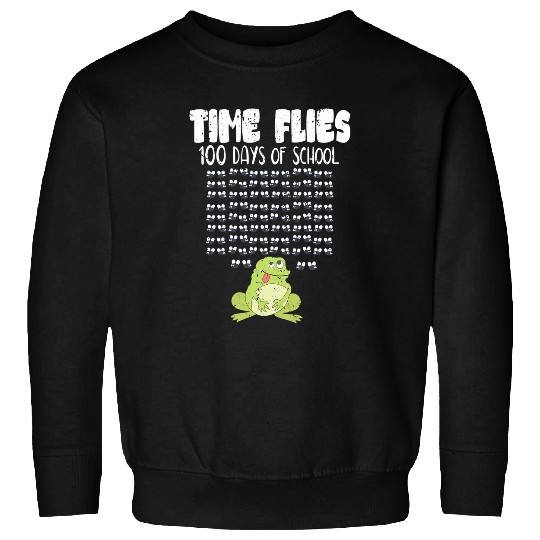 Time Flies 100 Days School Frog Funny 100th Day Student Sweatshirts