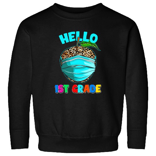 Hello Virtual 1st Grade Leopard Print for Teacher Student Sweatshirts