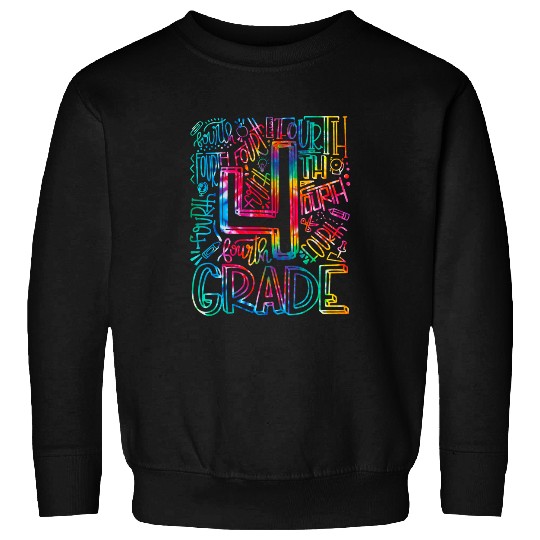 Tie Dye 4th Grade Back To School Teacher Student Typography Sweatshirts